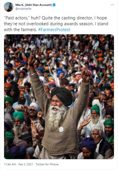 Mia Khalifa farmers protest